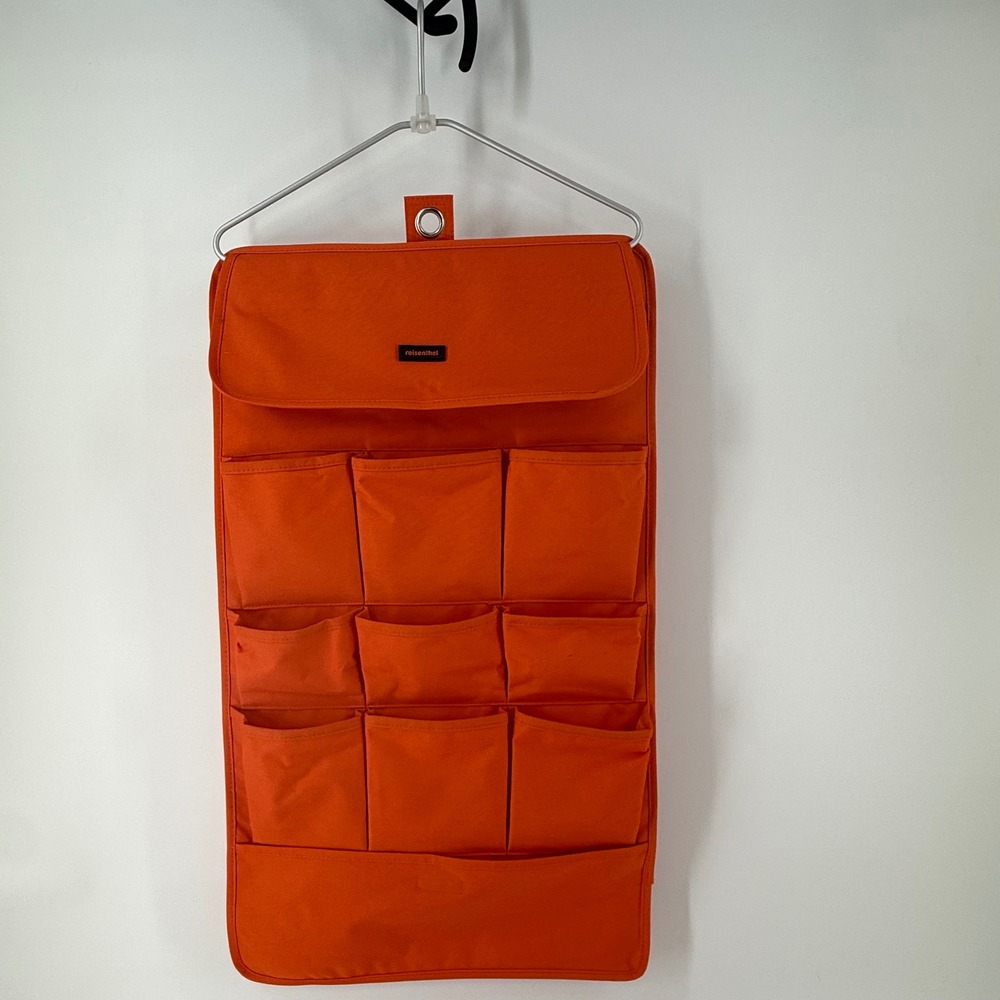 Reisenthel Hanging Pocket Organizer Orange Canvas Wall Closet Storage 10 Pockets